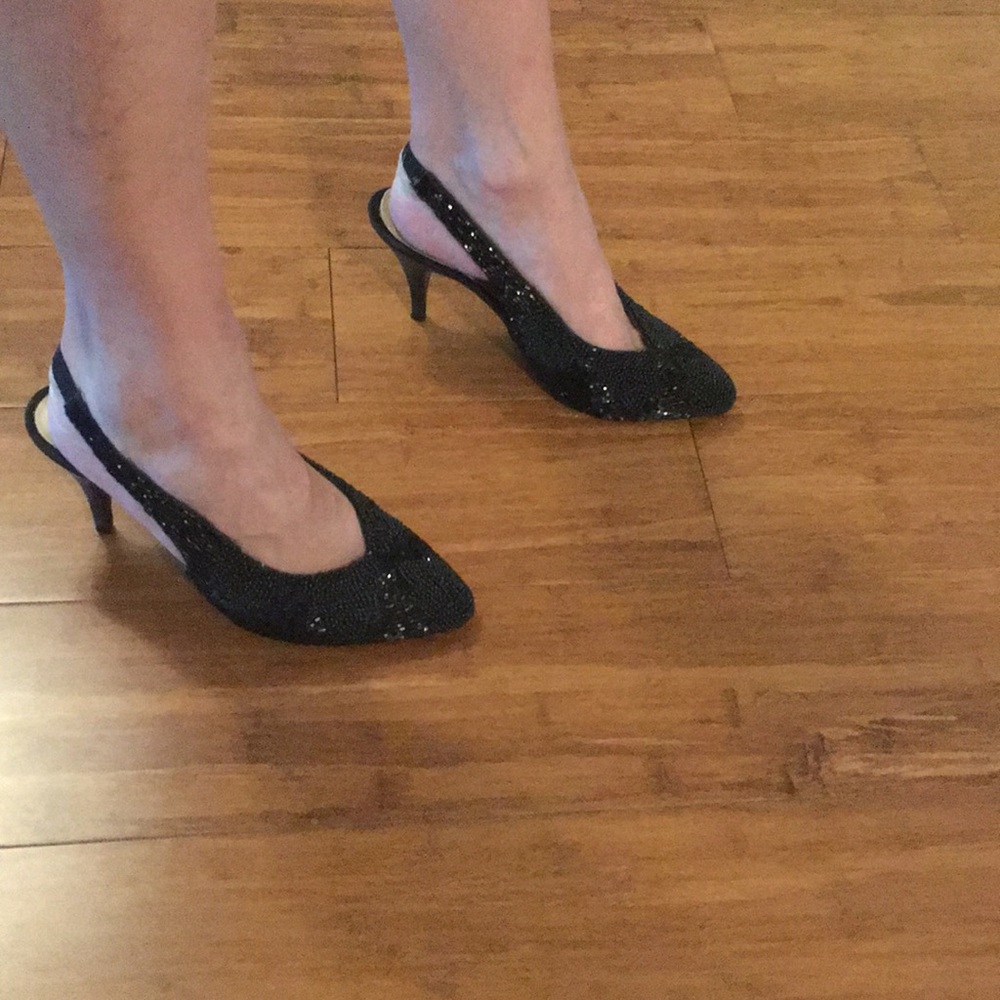 Black Beaded "Old School" 80s heels 😂